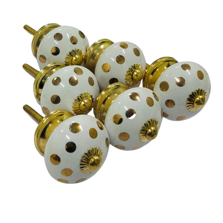 Panoply Decor Silver Classic Polka Dot Ceramic Drawer Knobs, Elegantly